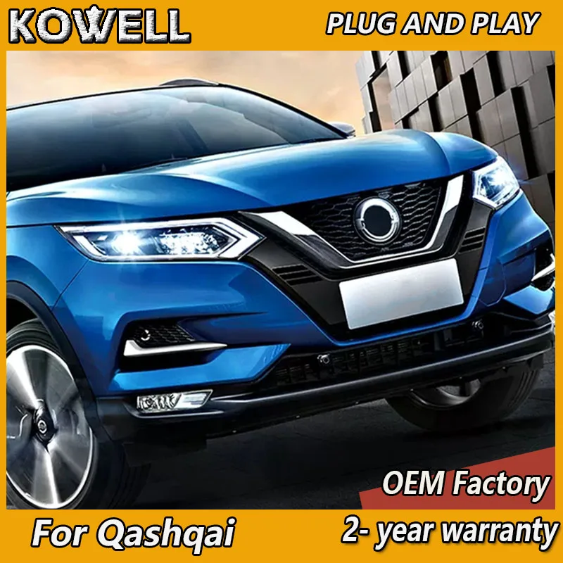 

Стайлинг автомобиля для фар Nissan Qashqai 2018-2020 Qashqai, фара DRL, указатель поворота, ближний свет, линза проектора