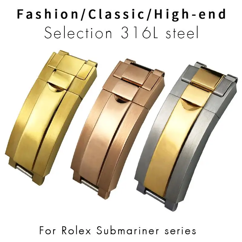 

TINTAG High Quality Watch Band Glidelock Clasp 16mm For Rolex DAYTONA SUBMARINER Yacht-Master GMT Fine-tuning Pull Button Buckle