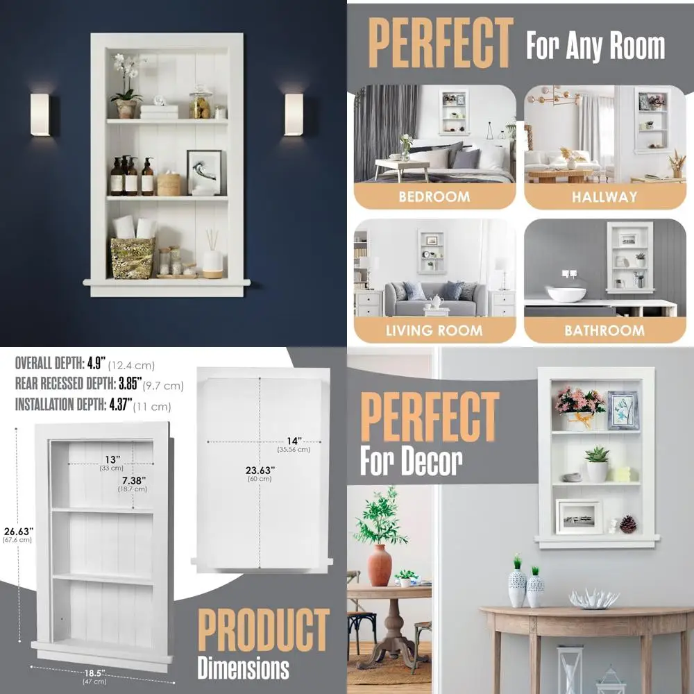 

Wall-Mounted Medicine Cabinet, Recessed Storage Niche, In-Wall Shelf for Bathroom, Medicine Cabinet Insert, Doctor's Office Stor