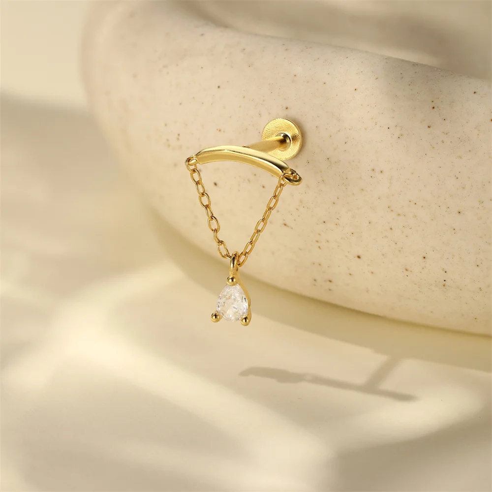 AIDE 925 Sterling Silber Geometrische Glatte Ketten-Quasten-Ohrringe für Damen, Knorpel-Spiral-Piercing, flache Rückseite, zum Schlafen tragbar – Detail 30