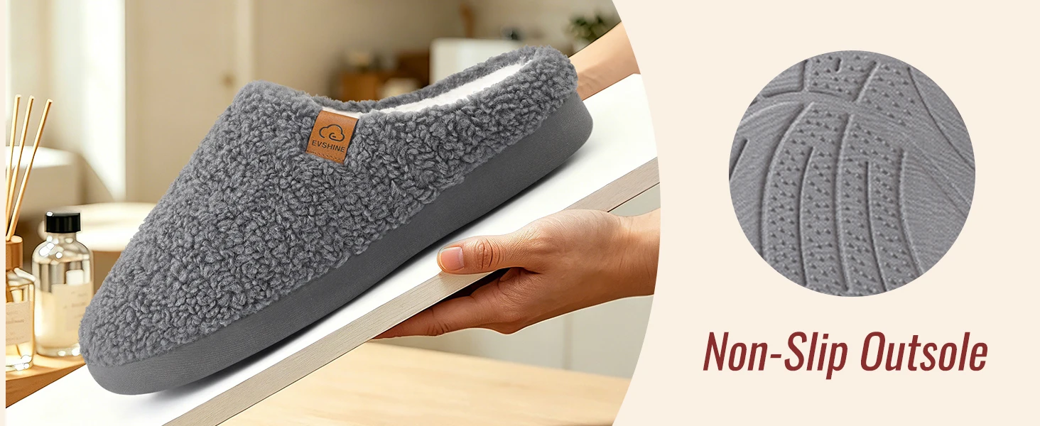Comwarm Lockige Fleece-Hausschuhe für Damen, Memory-Schaum-Hausschuhe, Schlafzimmer-Slipper, Fellfutter, gemütliche, warme Damen-Hausschuhe – Detail 6