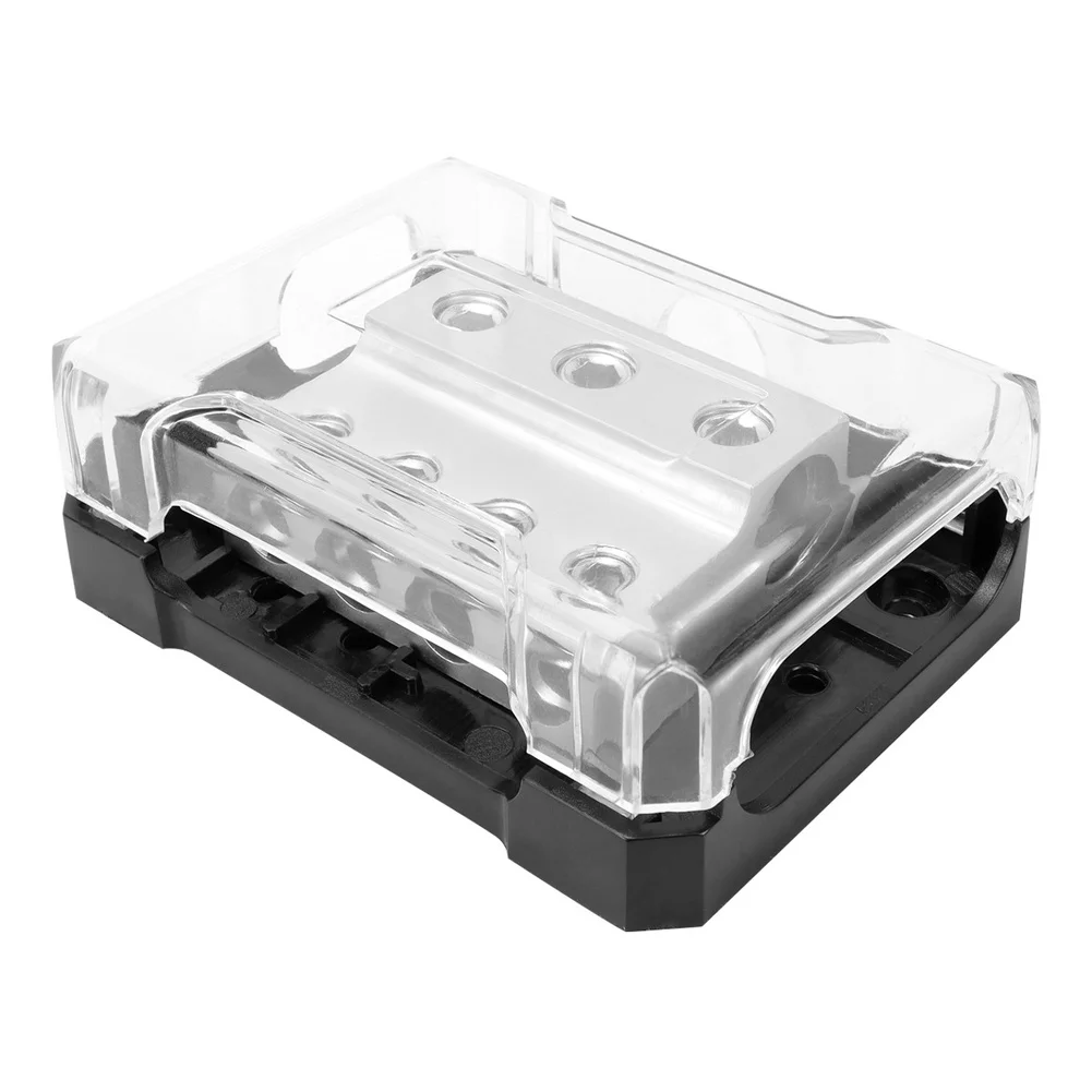 Car Audio Power Distribution Block 4 Way Splitter with 3x0 Gauge Input and Four 4 Gauge Outputs for Vehicle Audio