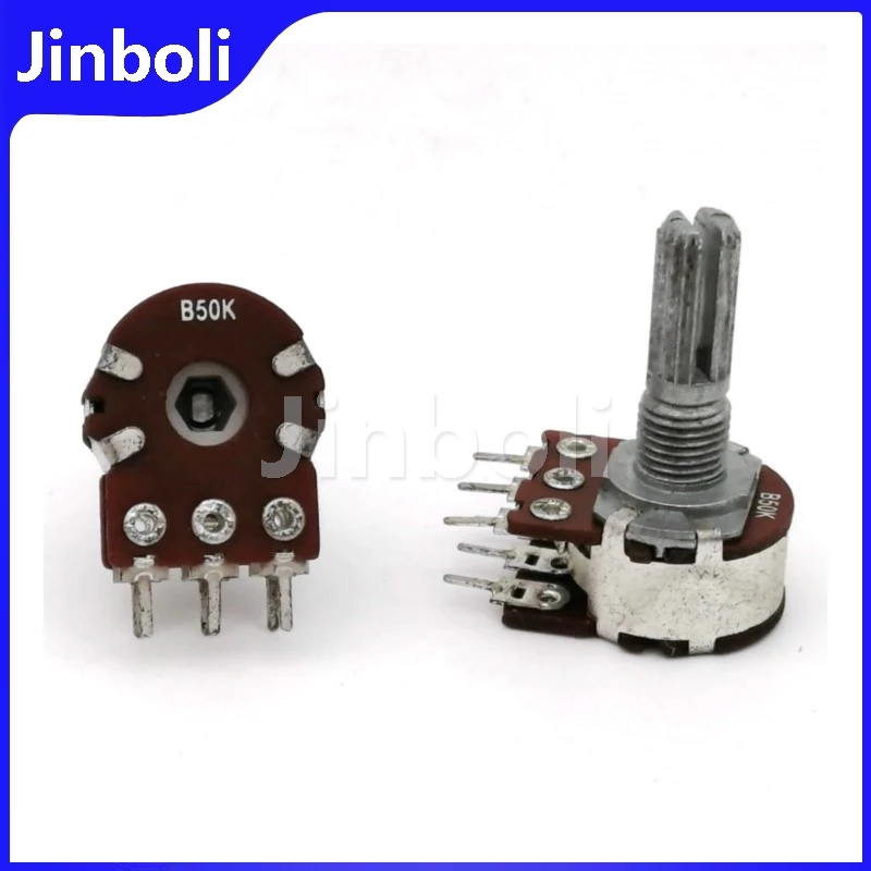 5PCS WH148 16 Type Amplifier Audio Speaker Balanced Volume Potentiometer B50K B50K*2 Double 6Pins Flower Shaft Length 20MM