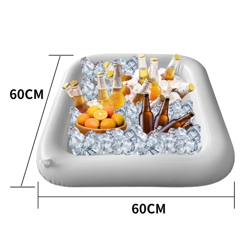 1Pc Inflatable Food Tray Ice Bar For Swimming Pool Iced Porous Party Ice Storage Tank Fruit Beverage Bucket Harmless Holder Pool