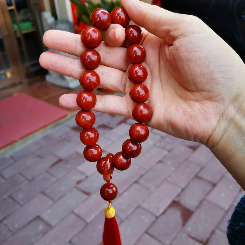 Nanhong Agate Handheld Niche Design Eighteen Beads Tassel Bracelet Same Style Car Bag Hanging