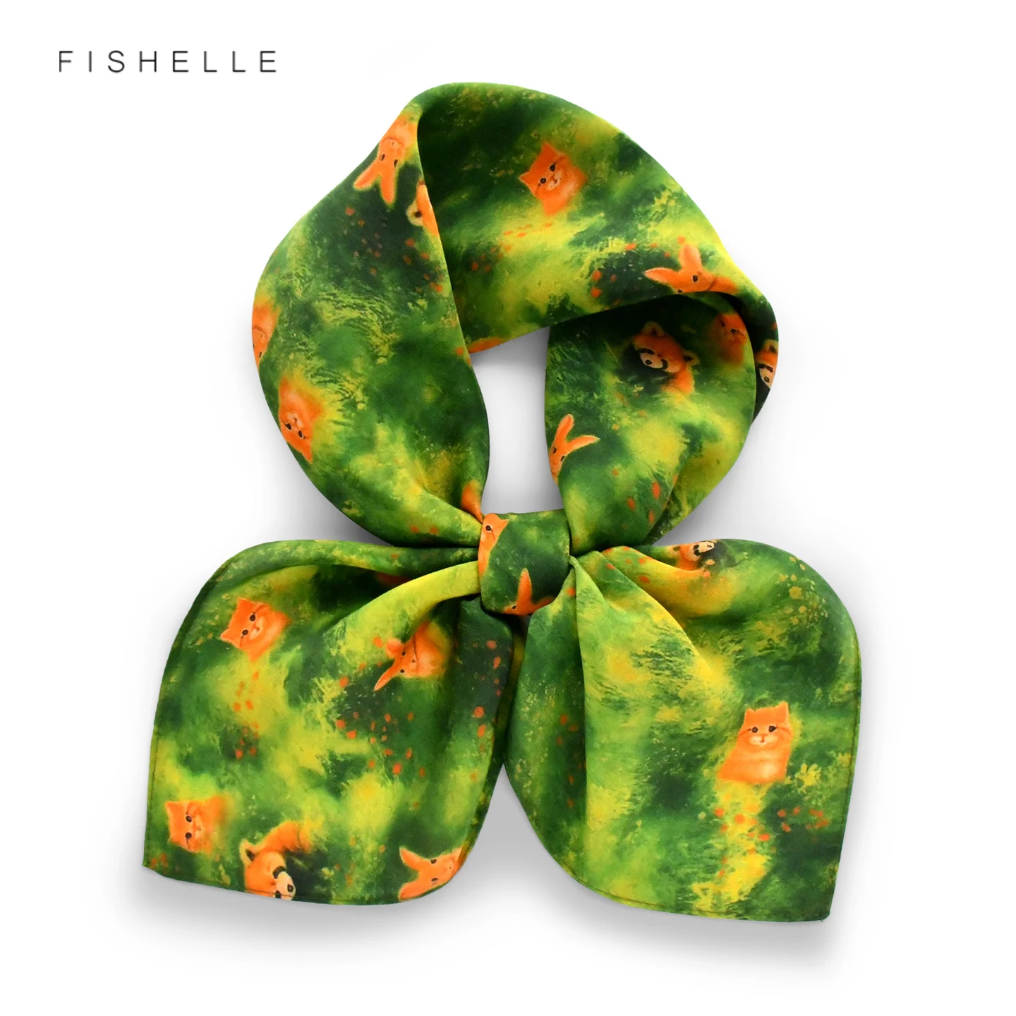 

Green Animals Natural Silk Scarf Women Shawl Handkerchief Wrap 62cm Tie Neckerchief Children's Scarves Soft Hairband