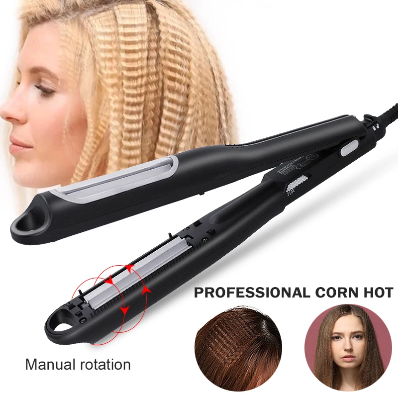 Automatic Rotating Thermo-ceramic Corn Hot Splint Flat Iron Curling Tongs Board Corrugated Machine Hot Comb  Perm Wave Hair Tool