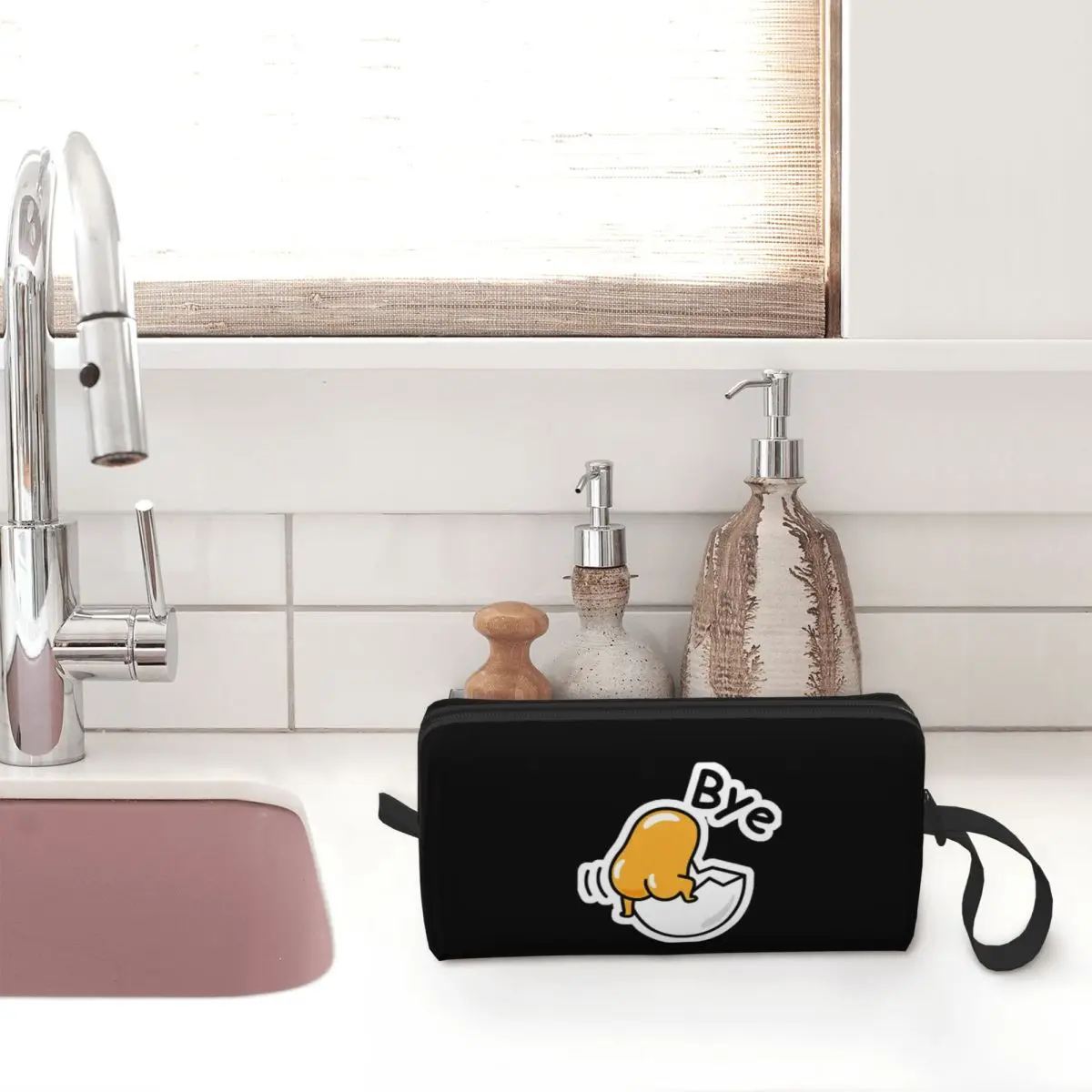 Gudetama The Lazy Egg Bye Large Makeup Bag Zipper Pouch Travel Cosmetic Bags Portable Toiletry Bag for Women