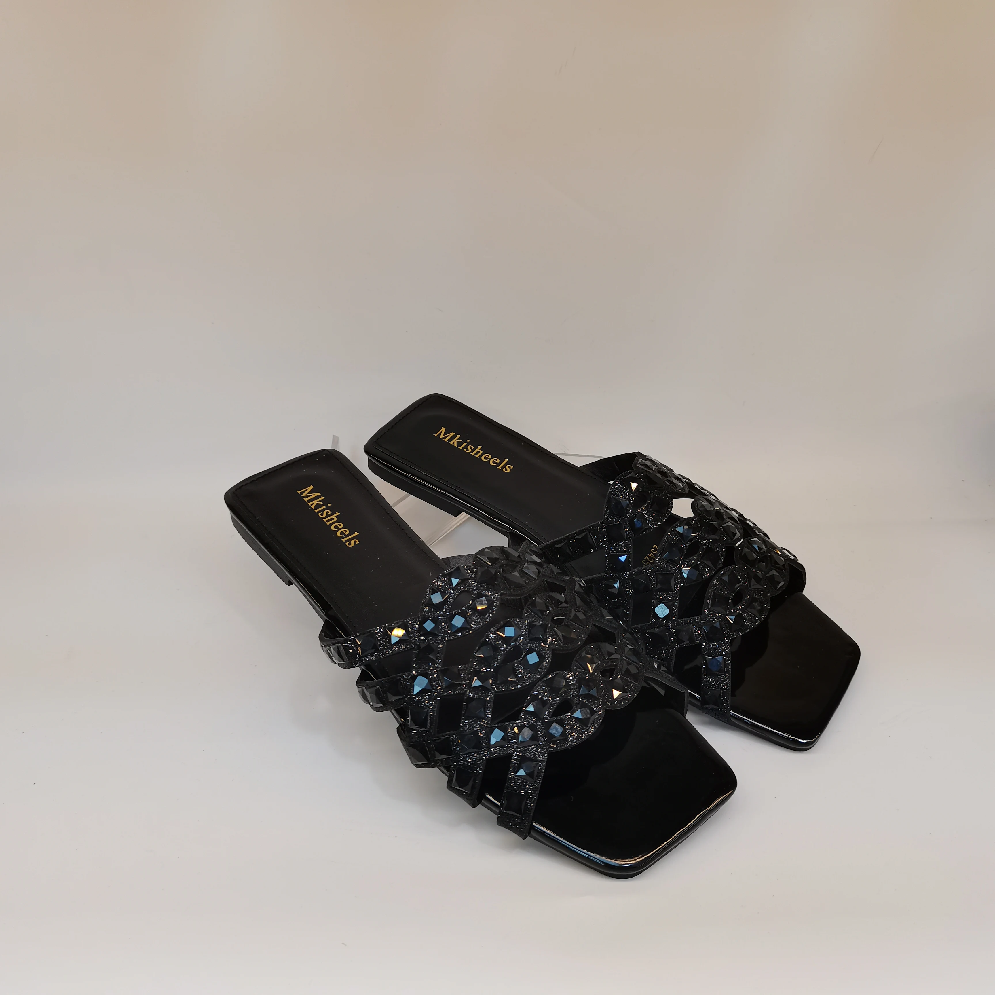 2025 جديد أنثى موضة شقة حجر الراين النعال مريحة عدم الانزلاق في الهواء الطلق صنادل شاطئ جميلة النعال غير رسمية F5-1013-2 #5