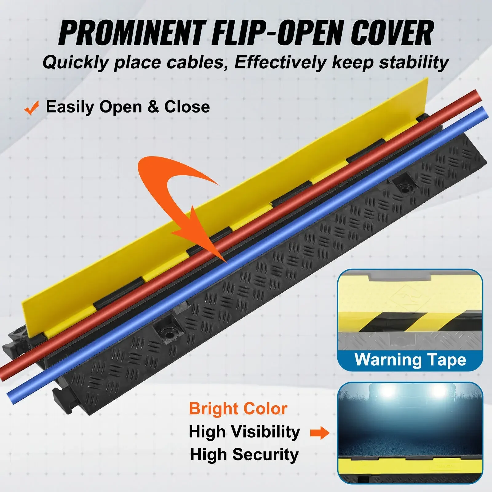 VEVOR-Atualização Borracha Cable Protector Ramp, 2 Channel, 12000 lbs/eixo Capacidade, Heavy Duty Mangueira, Tampa do fio, garagem, 3 Pack