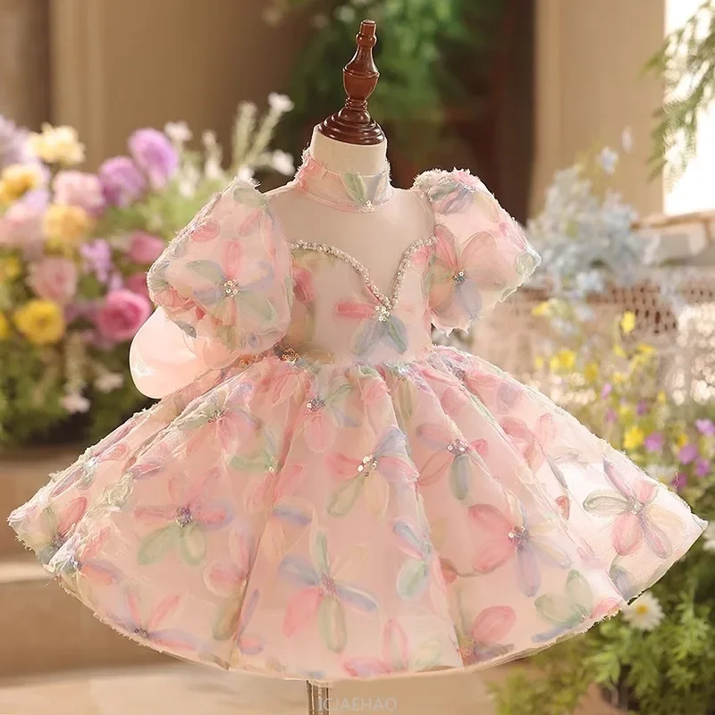 

Wed Dress Princess Birthday First Year Pageant Gown Piano RecitalGirl Host Formal Wear Kids Costume Outfit Children Flower