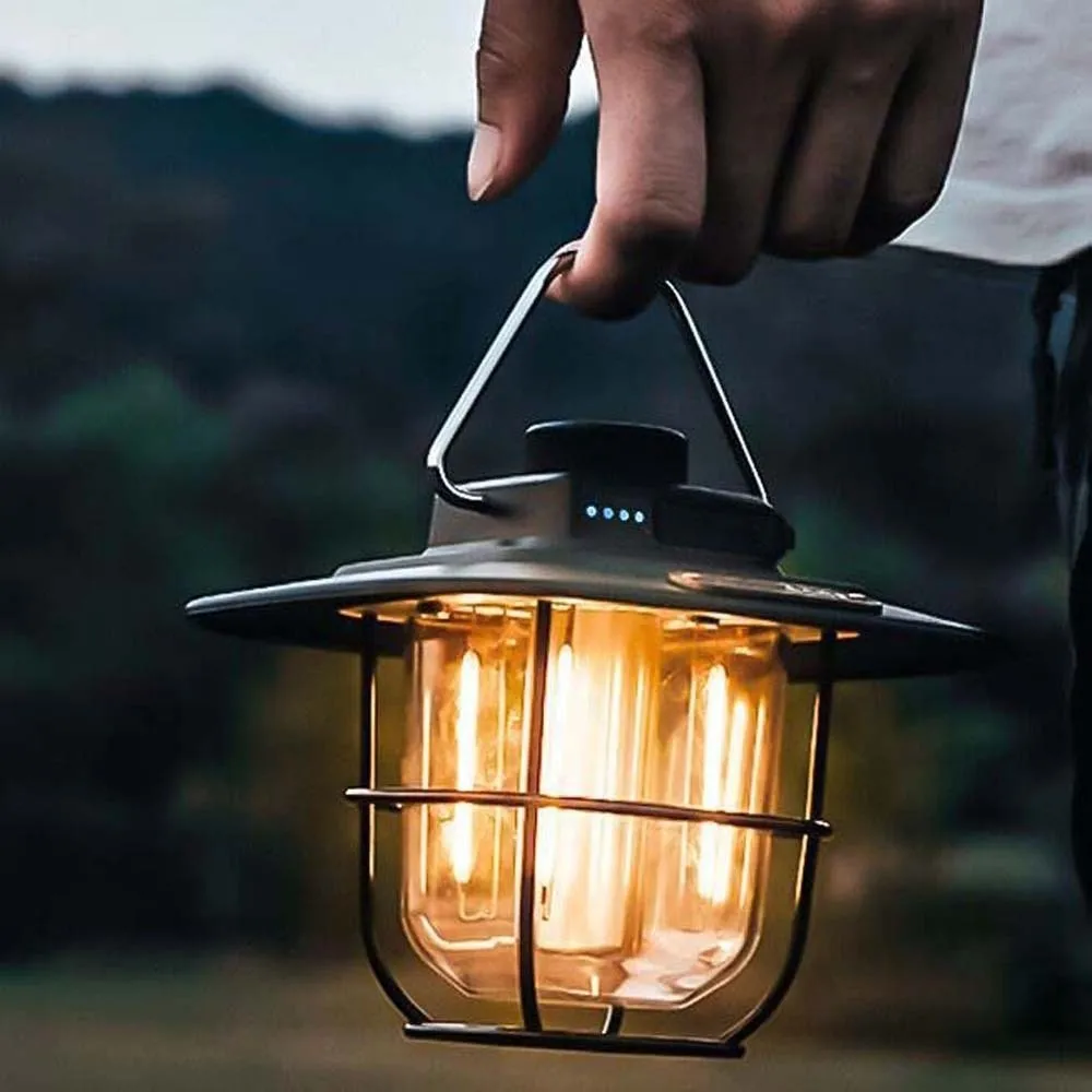 

Подвесной ретро-фонарь для кемпинга, водонепроницаемый, с аккумулятором 2000 мАч, пластиковый, с регулировкой яркости, аварийный светильник для выживания, товары для кемпинга