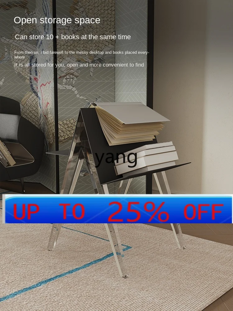 

lmm Creative Small Side Table Transparent Acrylic Bookcase Living Room Wrought Iron Corner Table