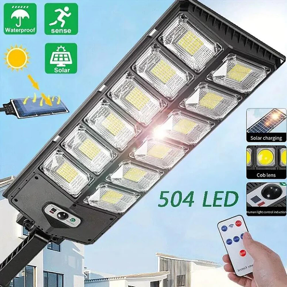 

100000watts Powerful Solar Street Lamp Outdoor Solar Lamp Waterproof Garden Light Remote Control Power Built-in 20000mah battery