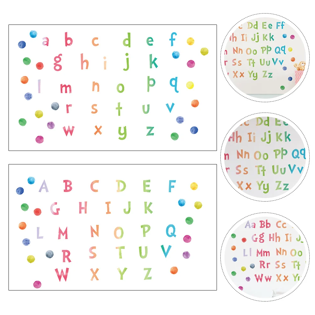 2 Sheets Dots Wall Stickers Abc for Kids Pvc Scrapbooking Educational Alphabet