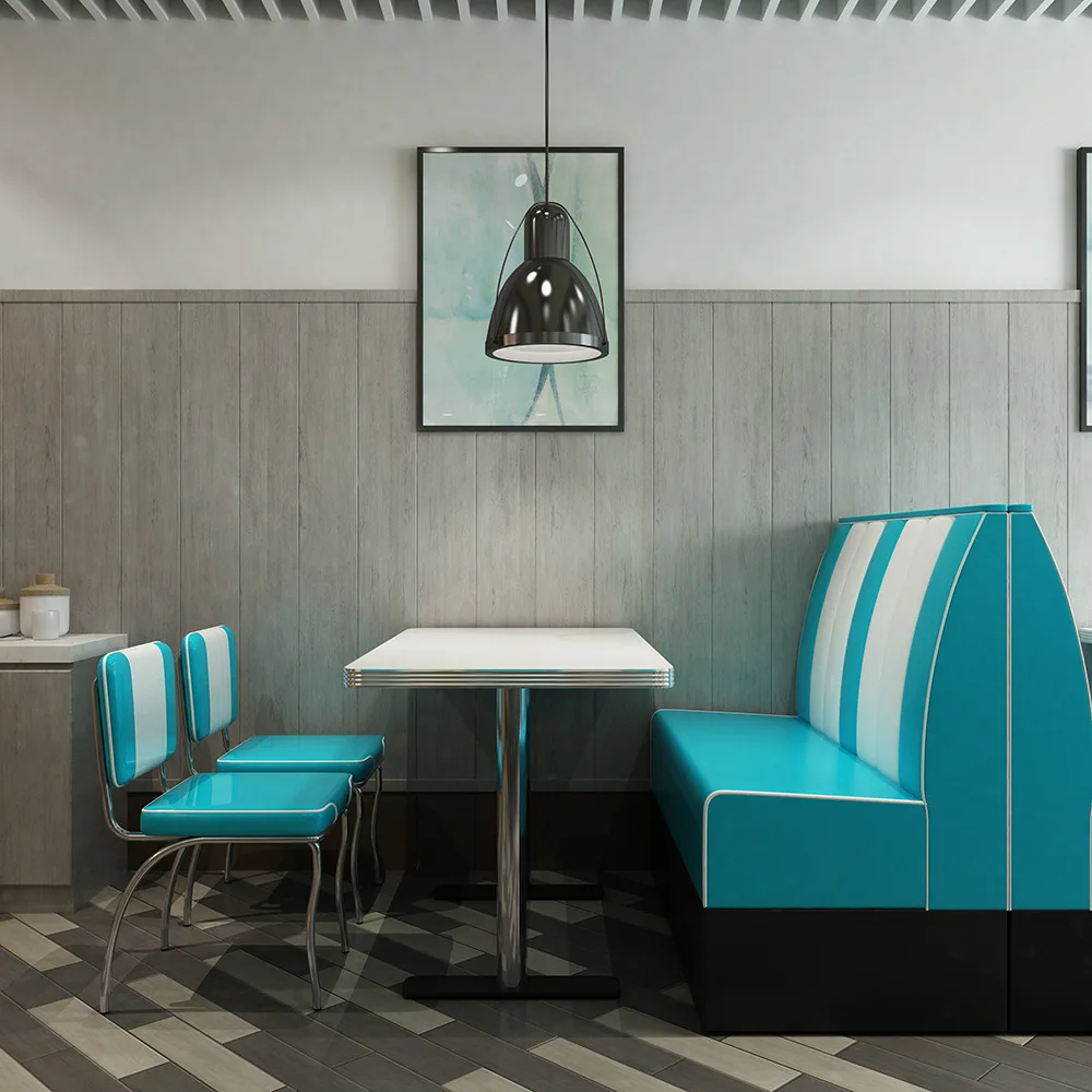##American Casual Restaurant Booth Burger Shop Fast Table Set Dining Table And Chair Combination Furniture