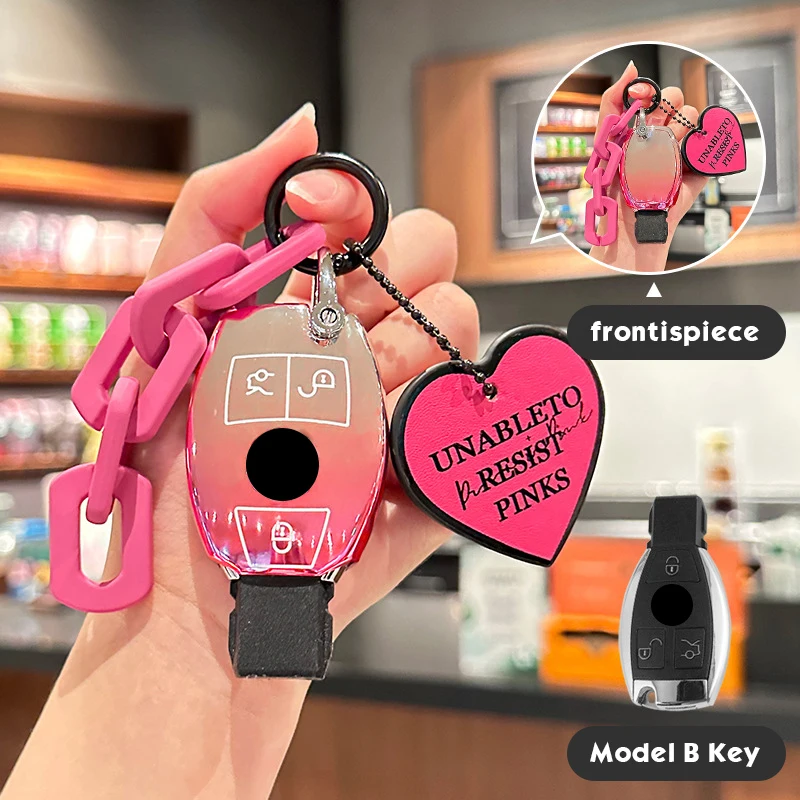

Sakura Pink Tpu for Mercedes Benz A B G R Class GLA GLK W176 W204 W251 W463 3 Button Remote Car Key Case Cover Fob Accessories