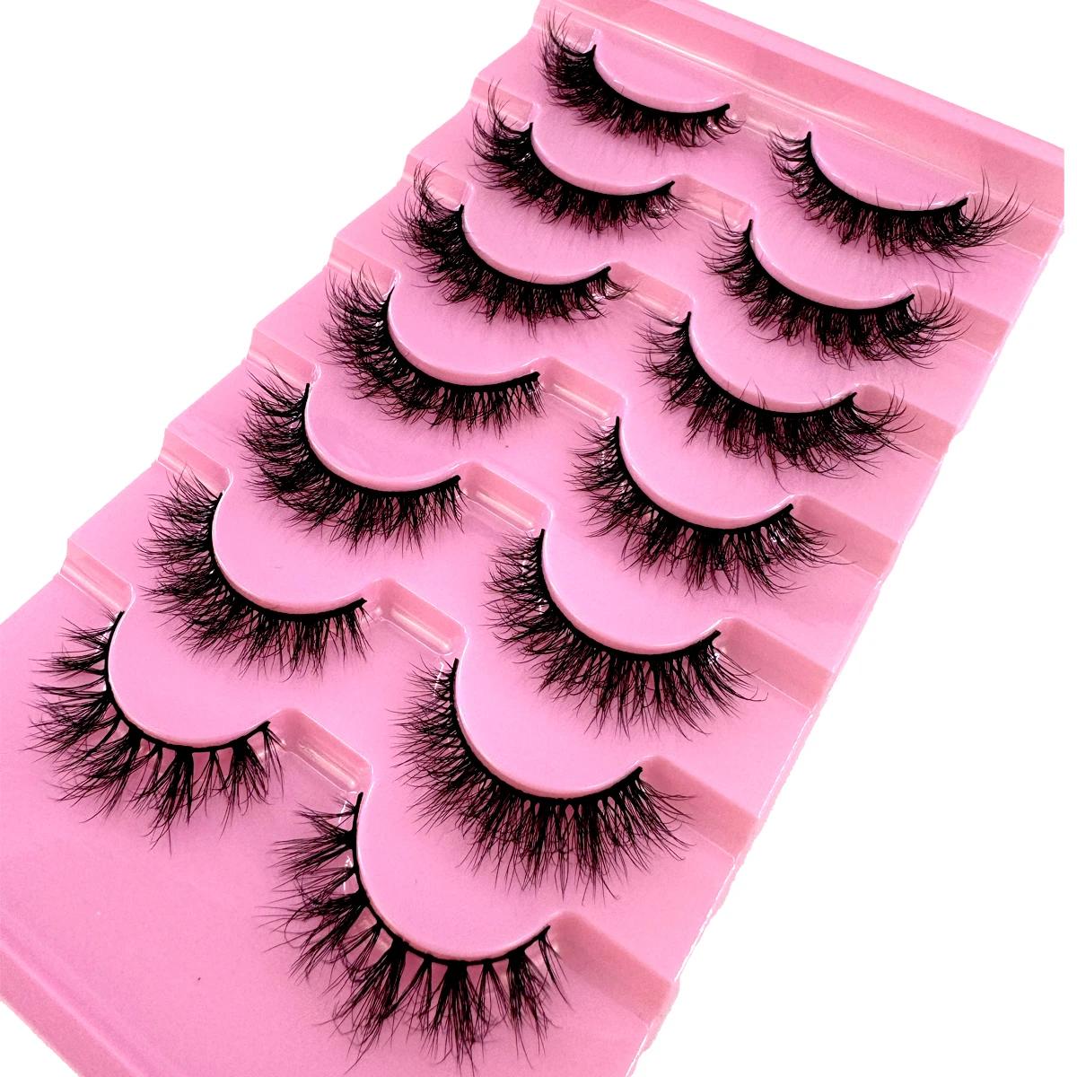 New 7 Pairs Faux Mink Eyelashes Handmade False Eyelashes Natural Nude Makeup Simulation Cross Messy Eye 3D Curly Eyelashes