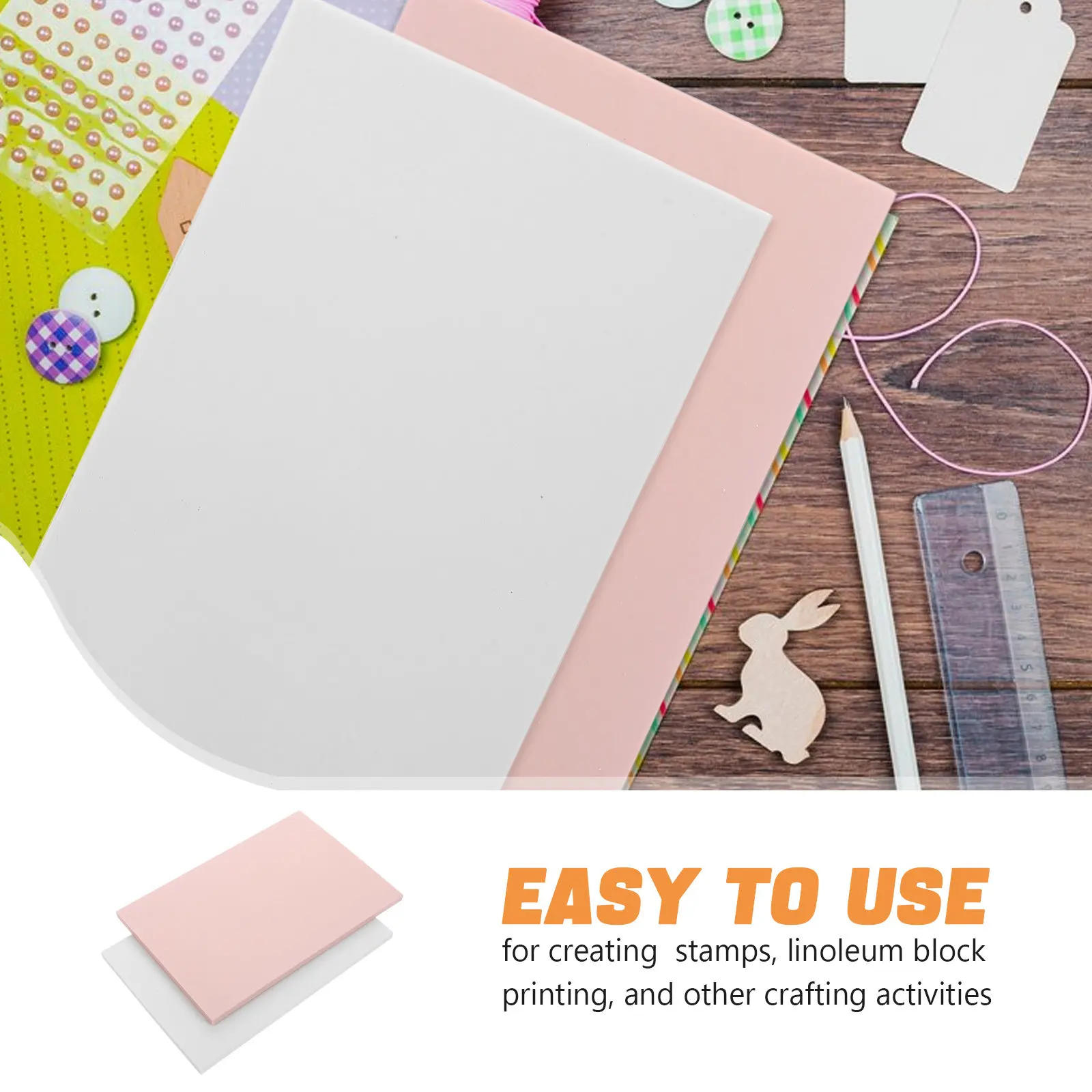 4Pcs Rubber Carving Blocks Stamp Maker Materials Rubber Block Printing Supplies Pink White for Crafts