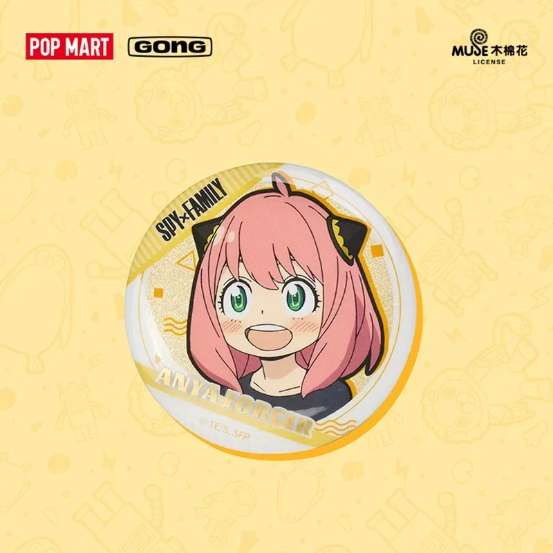 POP MART Spy Family Anya's Partner Series Double Flash Badge Toys Doll Cute Anime Figure Desktop Ornaments Gift Collection