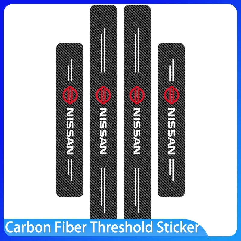 4pcs Carbon Fiber Threshold Sticker for Cars Pedal Protection Sticker for Nissan Nismo GTR Altima Qashqai Almera Accessories