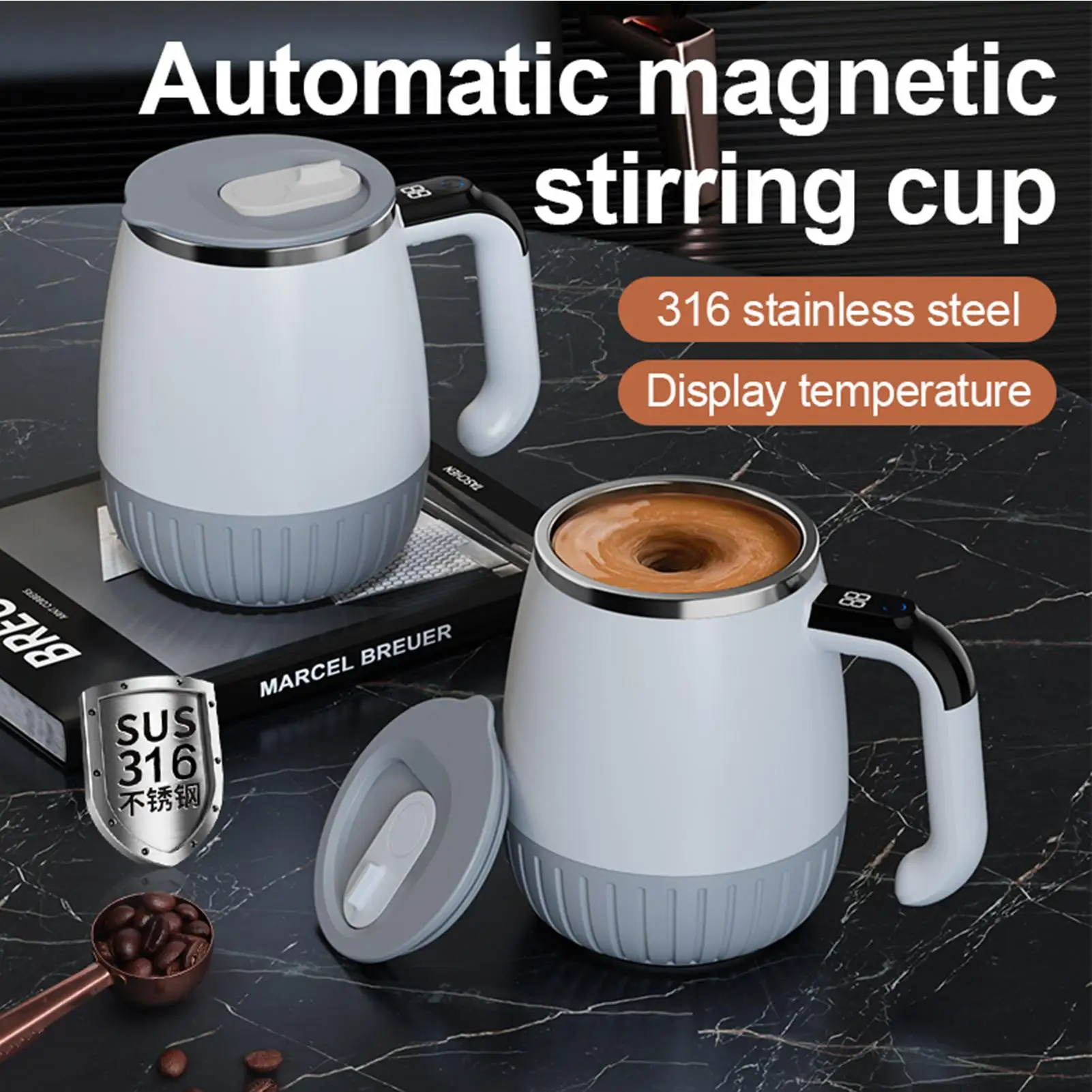 

Automatic Stirring Cup Mug Rechargeable Portable Coffee Electric Stirring Stainless Steel Rotating Magnetic Home Drinking Tools