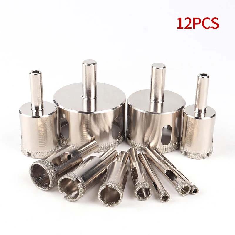12PCS Diamond Coated Hole Saw Core Drill Bit Tile Marble Glass Ceramic Drill Bit Set 3mm-50mm