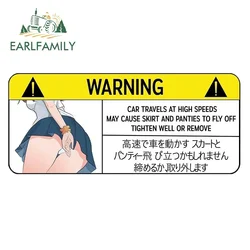 EARLFAMILY Funny Car Sticker for Panties Warning Peek Slap Anime Decal JDM CAR TRAVELS HIGH SPEEDS SKIRT FLY Vinyl Stickers