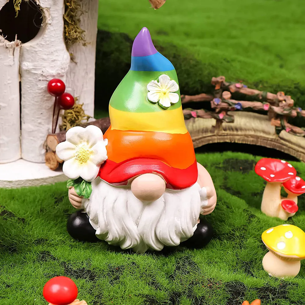 Resin Garden Gnome Statue Cute Decorative Figure Bright Color Exquisite Detail Outdoor Lawn Pond Patio Table Indoor Desk Sofa
