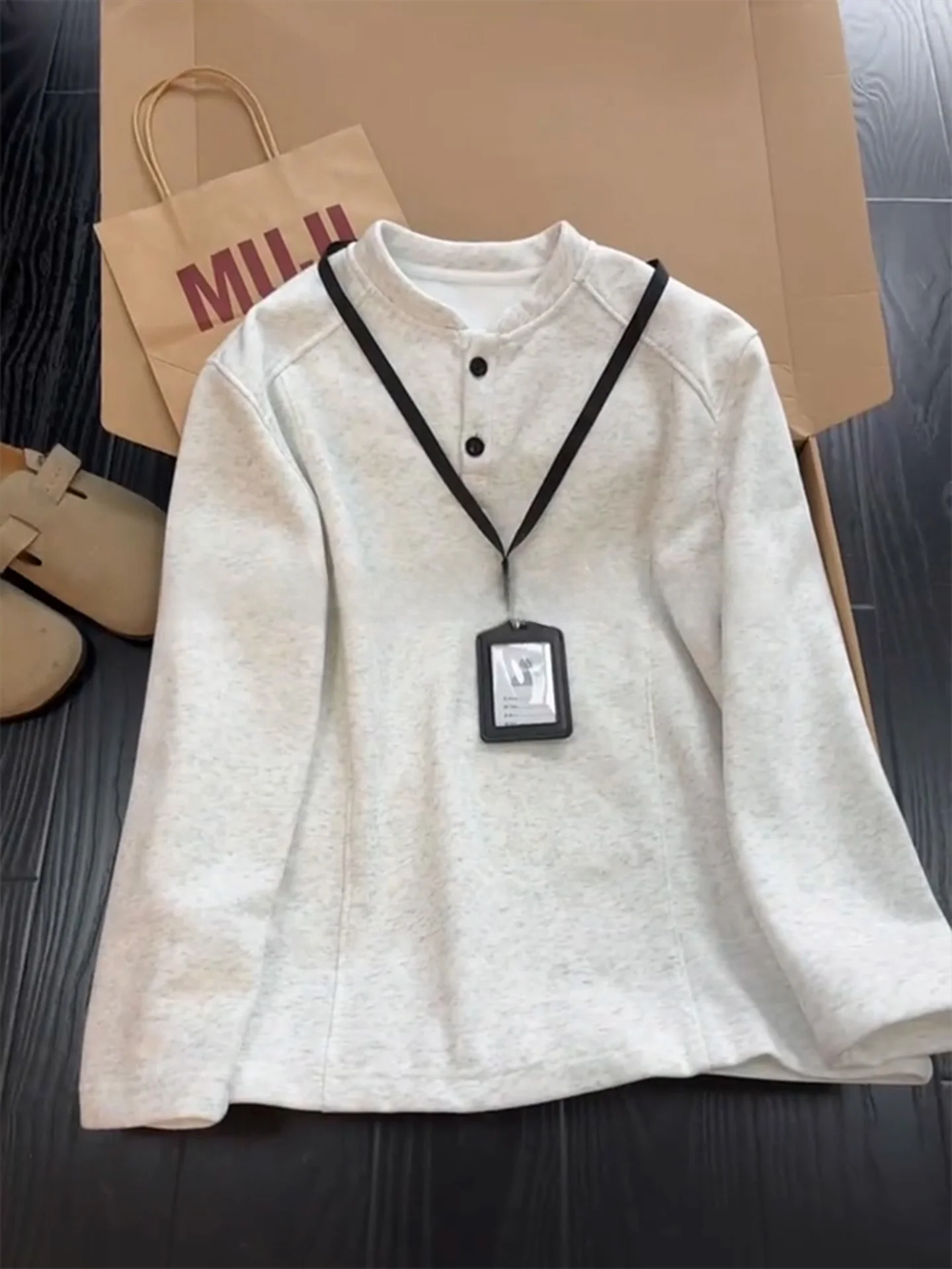 

Утепленная мужская толстовка с длинным рукавом и воротником хенли, американского стиля, с флисовой подкладкой, зимняя, теплая, плотная, базовая.