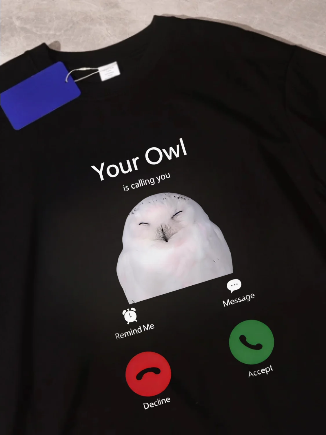 Cotton T-Shirt Outdoor Leisure Wildlife Eagle Design Breathable Comfortable Snow Owl Call  Head Owl Fun Printed Short Sleeve