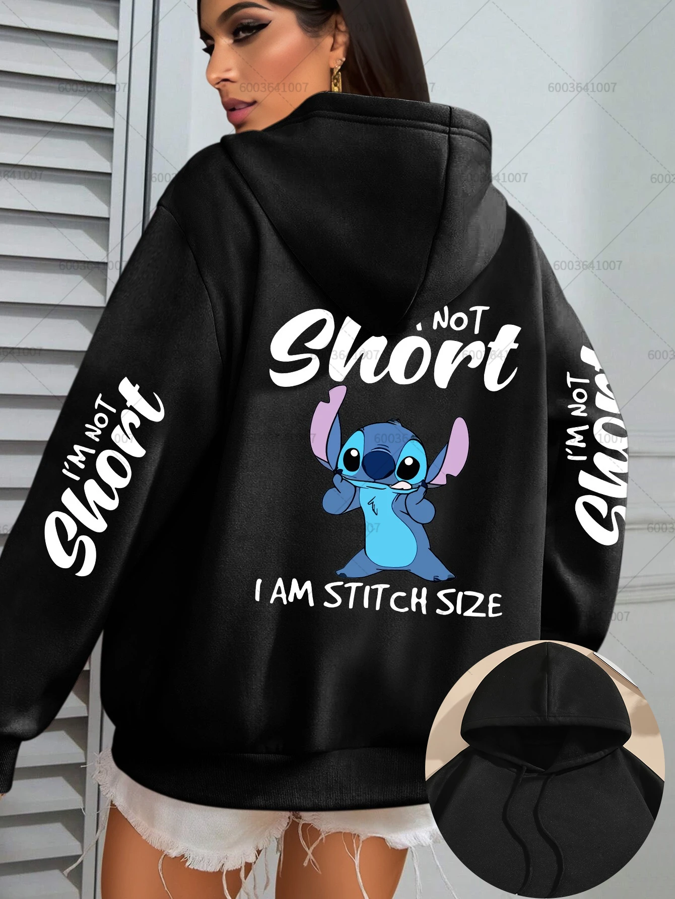 Disney Dames Stitch "Ik ben niet kort, ik ben Stitch Size Fleece Hoodies Heren Katoenen Hoody Sweatshirt Trui Herfst Winter Oversized
