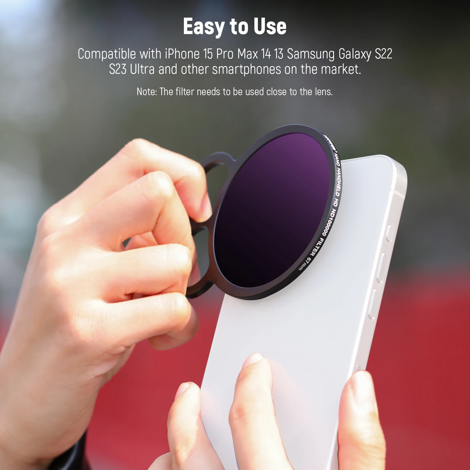 فلتر كثافة محايد للمضخات ، فلتر ND محمول باليد ، إيقاف ، ظلام للغاية ، متوافق مع iPhone 15 Pro Max ، S24 ، 67