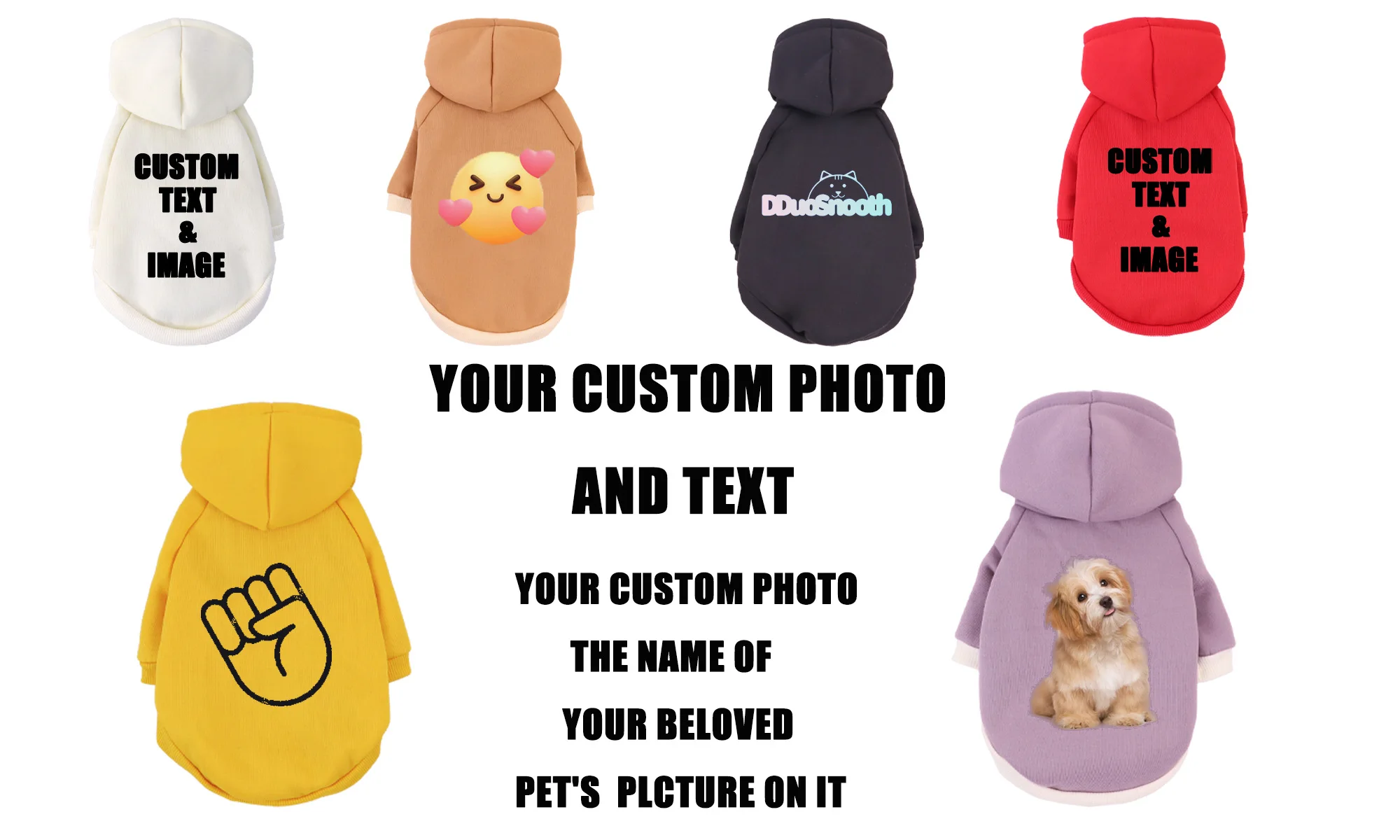 Customized Pet Hooded Sweatshirt Cats & Dogs Winter Warm Clothes Large-Sized Dog Clothing Teddy Golden Retriever All Cats