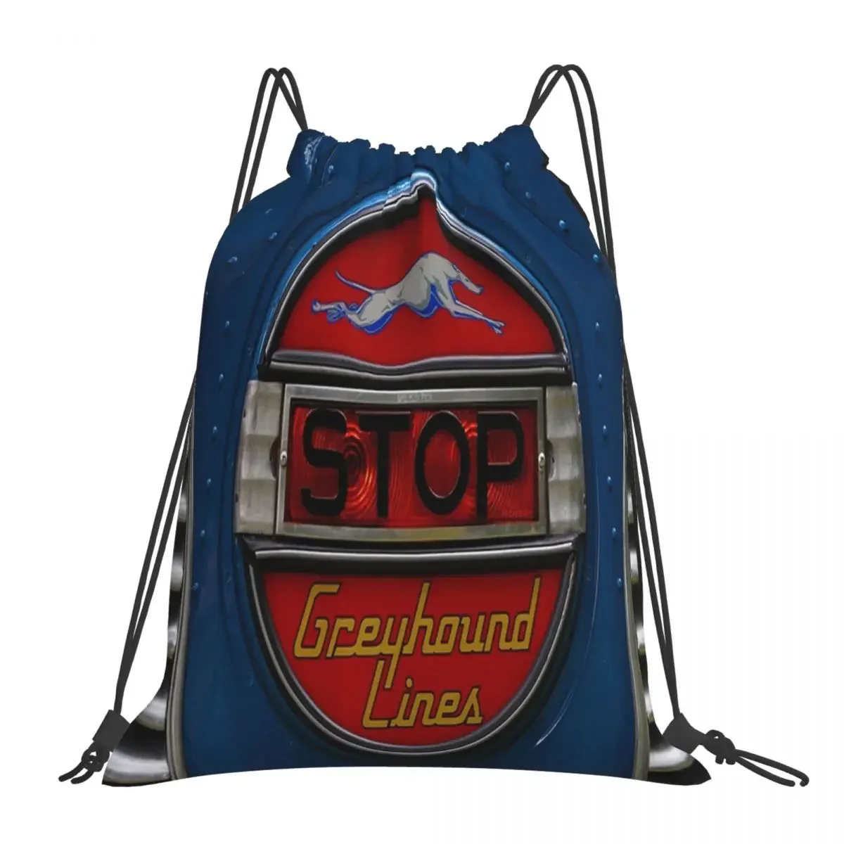 

GMC PD 3751 Greyhound Bus Stop Sign (1947) Backpacks Drawstring Bags Drawstring Bundle Pocket Sports Bag BookBag Travel School