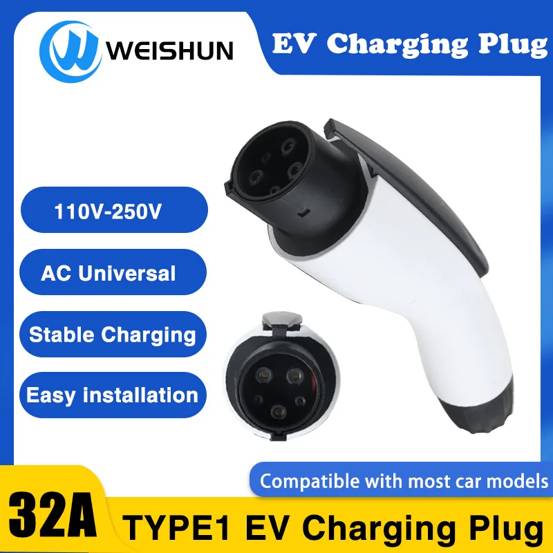 3.6KW 7.2KW EV Charger Plug Adapter Type1 EVSE Female SAEJ1772 Convertor 16A 32A Electric Car Vehicle Charging Station Connector