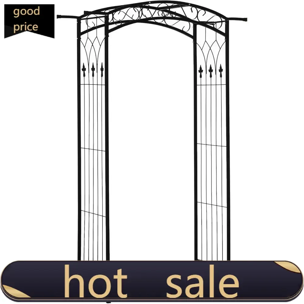 

Элегантная металлическая садовая арка с решеткой для вьющихся растений, идеально подходит для свадеб и садовых церемоний.