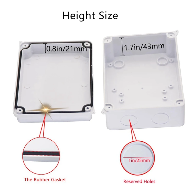 Electrical Box, Outdoor Waterproof Box IP65 Junction Box With Reserved Holes,Project Box Power Cord Enclosure