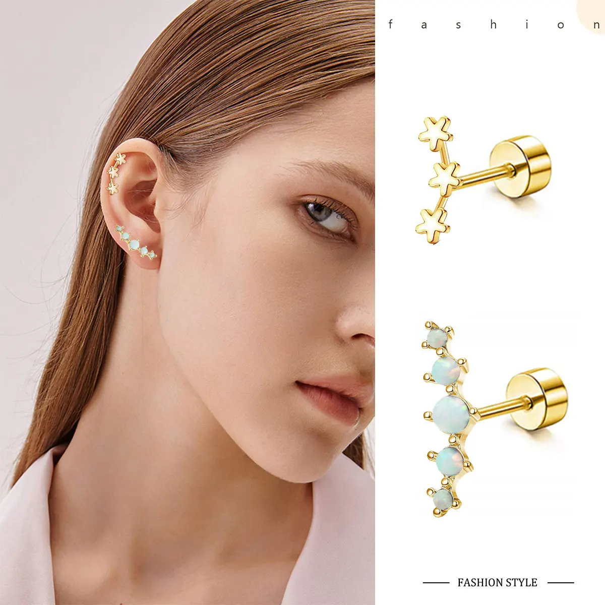 Opal Screw Back Women Plant Guangdong Classic Stud Earrings Earings For Womens
