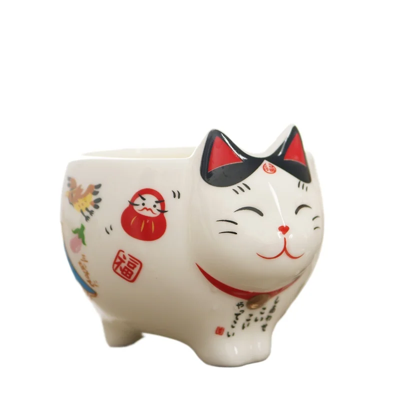 Cute Japanese Lucky Cat Porcelain Tea Set Creative Maneki Neko Ceramic Tea Cup Pot with Strainer Lovely Plutus Cat Teapot Mug view 5