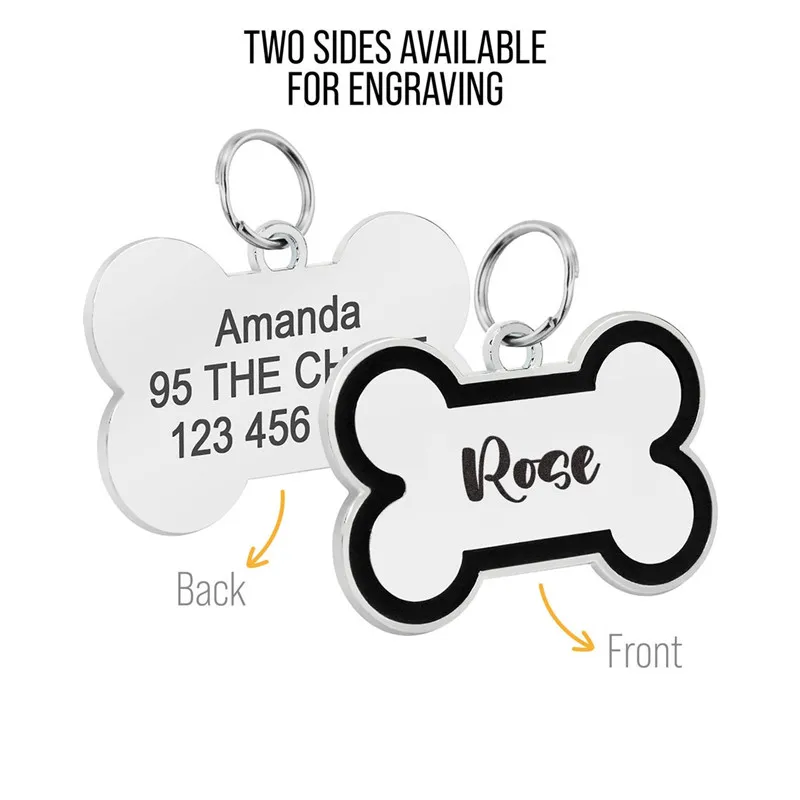 Персонализированная идентификационная бирка для домашних животных, ошейник для собак из кости, адресные идентификационные бирки для собак, кошек с бесплатной гравировкой, индивидуальная бирка