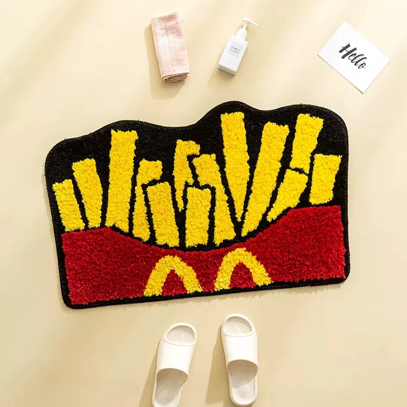 Tufting Chips Rugs Bathmat Soft Fluffy Cartoon Food Bathroom Tub Side Flocked Carpet Pad Anti-slip Home Room Dorm Nursery Decor