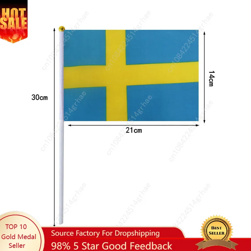

Sweden Hand Waving Flag Swede Flag Small Mini Hand Held Flags 10 Pcs 14x21cm World Cup Sporting Event Support Handheld Flag