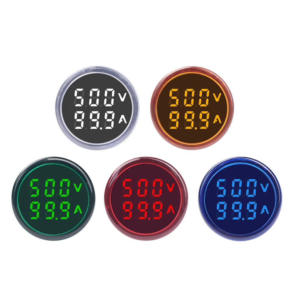 AC60-500V 0-100A Round LED Dual Display AC Amp Volt Ampermeter Voltmeter Ammeter Digital Voltage Current Ampere Meter Indicator