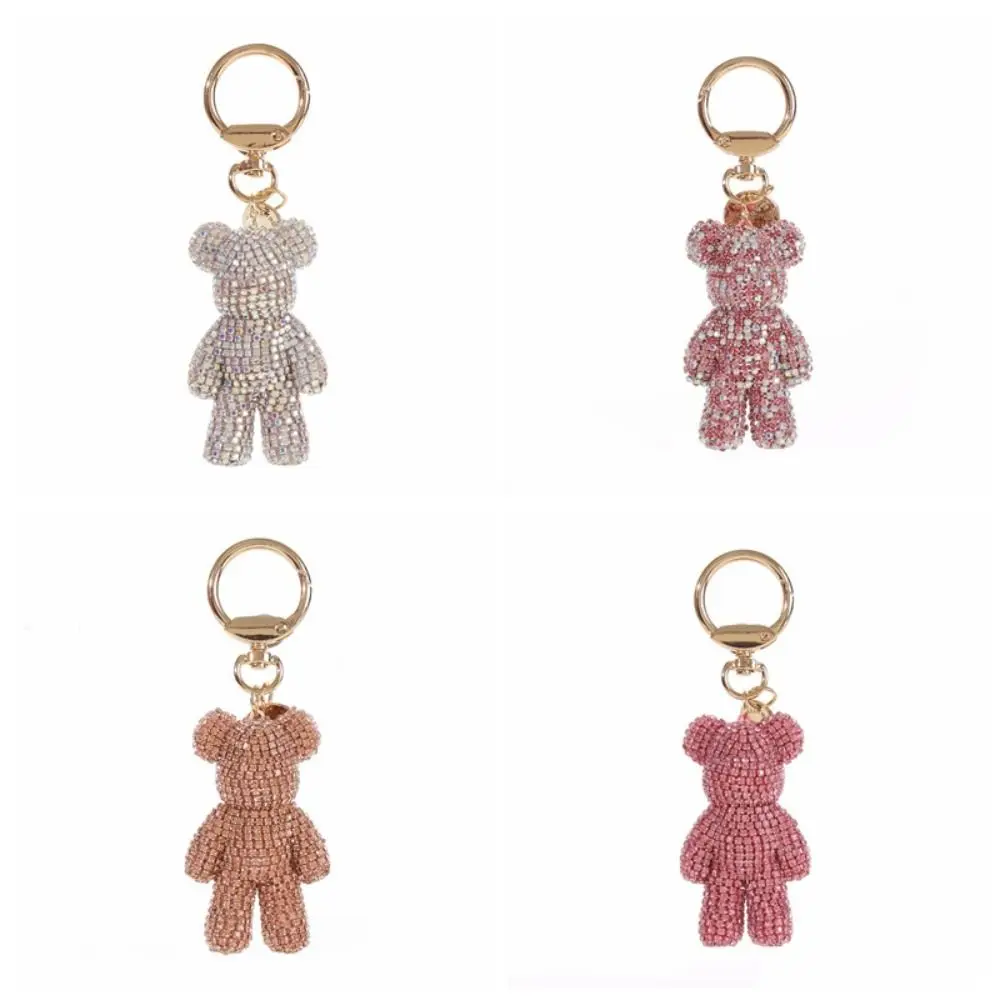 

Creative Cartoon Rhinestone Bear Keychain Metal Bag Hanging Bear Pendant Jewelry Accessories Animal Car Keyring Gift