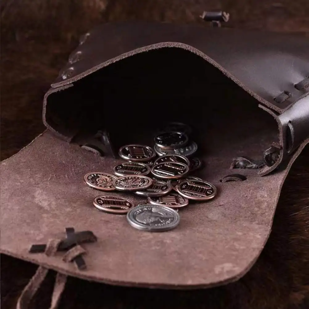 Medieval Renaissance Style Waist Bag PU Leather Vintage Medieval Pouch Coin Purse Dice Bag For Men Women Larp Cosplay Props