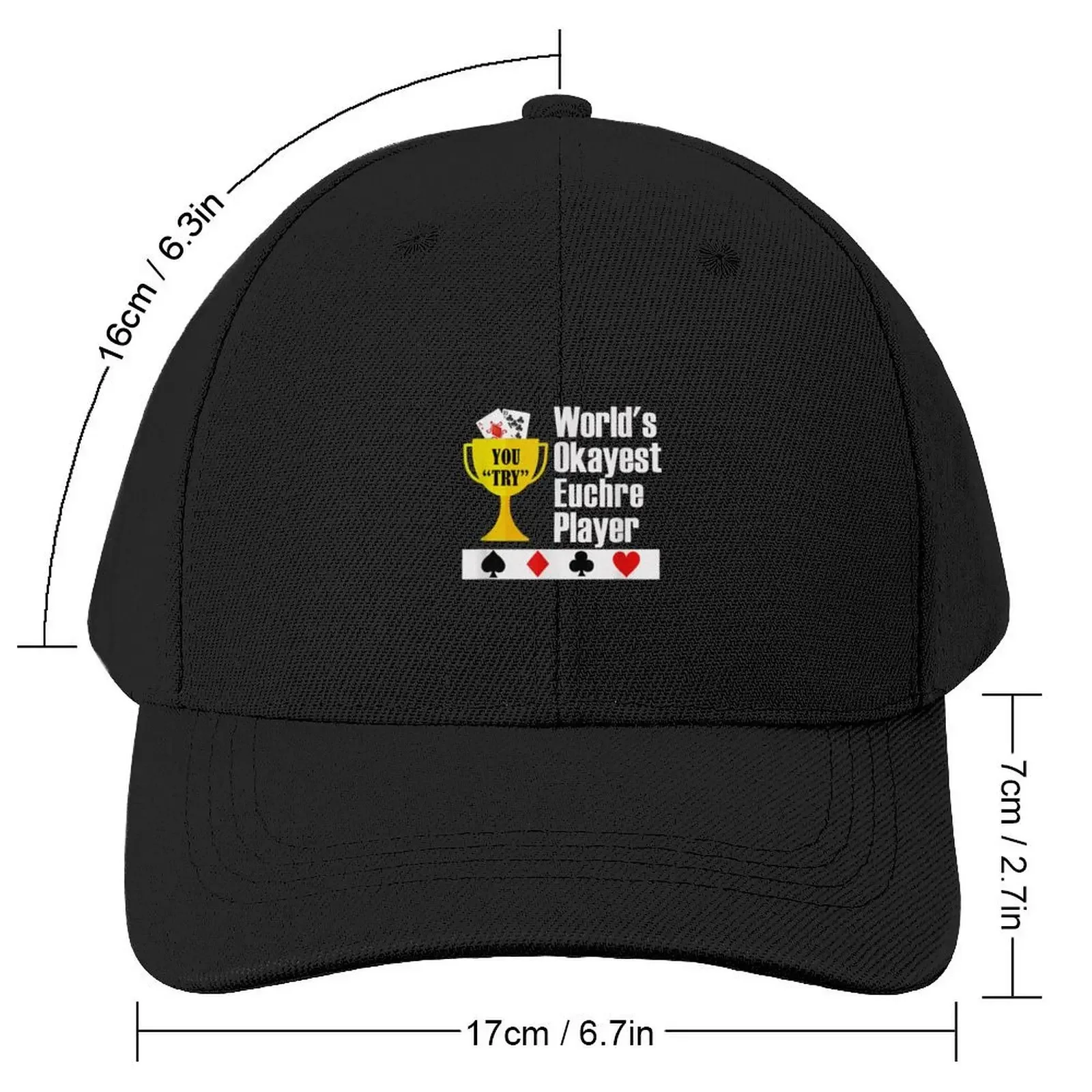 World's Okayest Euchre Player, Funny Euchre Gamer Gift Baseball Cap Golf Wild Ball Hat Boy Child Women's