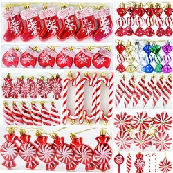 6pcs/box Christmas Candy Pendants Red Lollipop Cane Xmas Tree Hanging Ball Ornaments Christmas  Home Decoration New Year Navidad