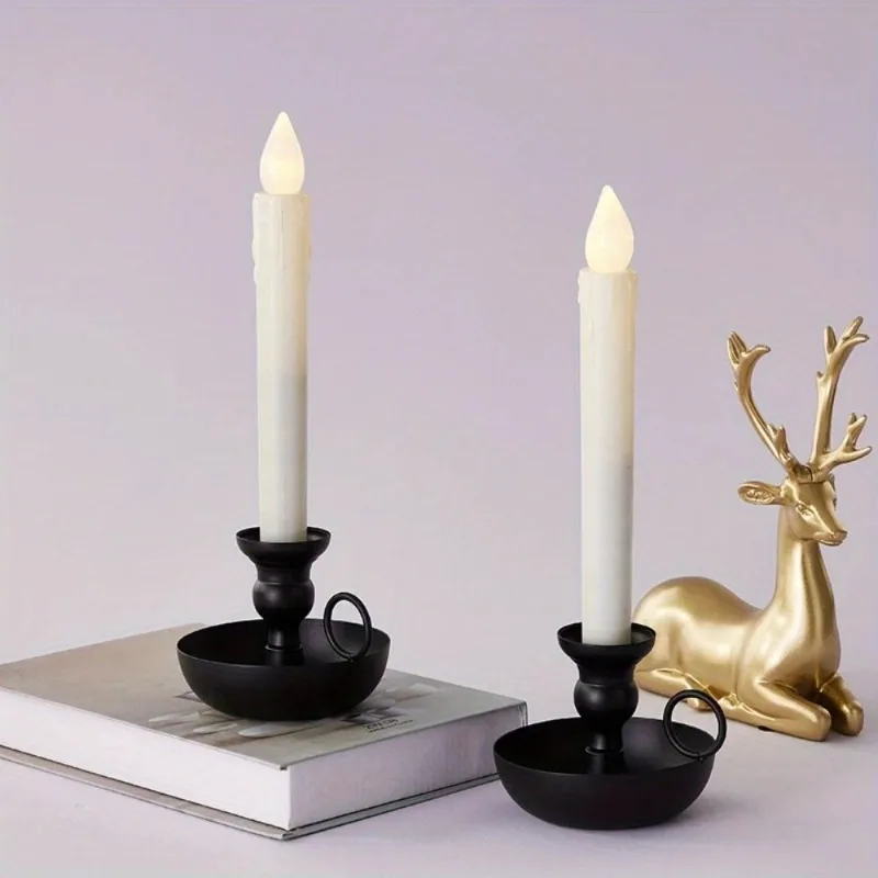 

1PC Candle Holder Vintage Charm Candlestick Holder Round Base Taper Candle Holder for Dining Party