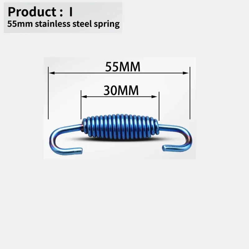 Universal Motorcycle Exhaust Springs Stainless Steel Rotatable Hooks 55mm 68mm 74mm for Muffler and Front Middle Pipe Connection